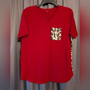 Women's Maroon and leopard print Shirt Sz. L